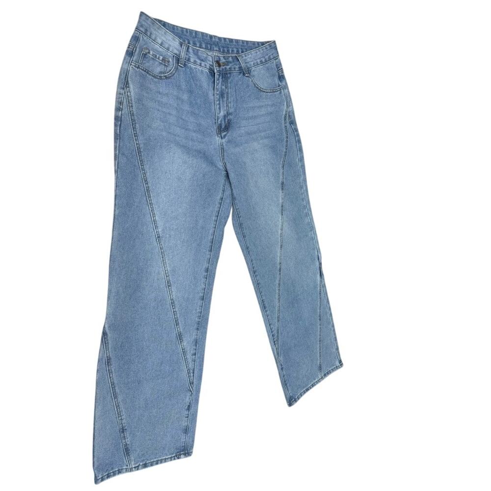 NWT!! "COMMENSE" WOMEN'S JEANS WIDE LEG BAGGY LIGHT‎ COLOR SZ L TWEEN GRUNGE